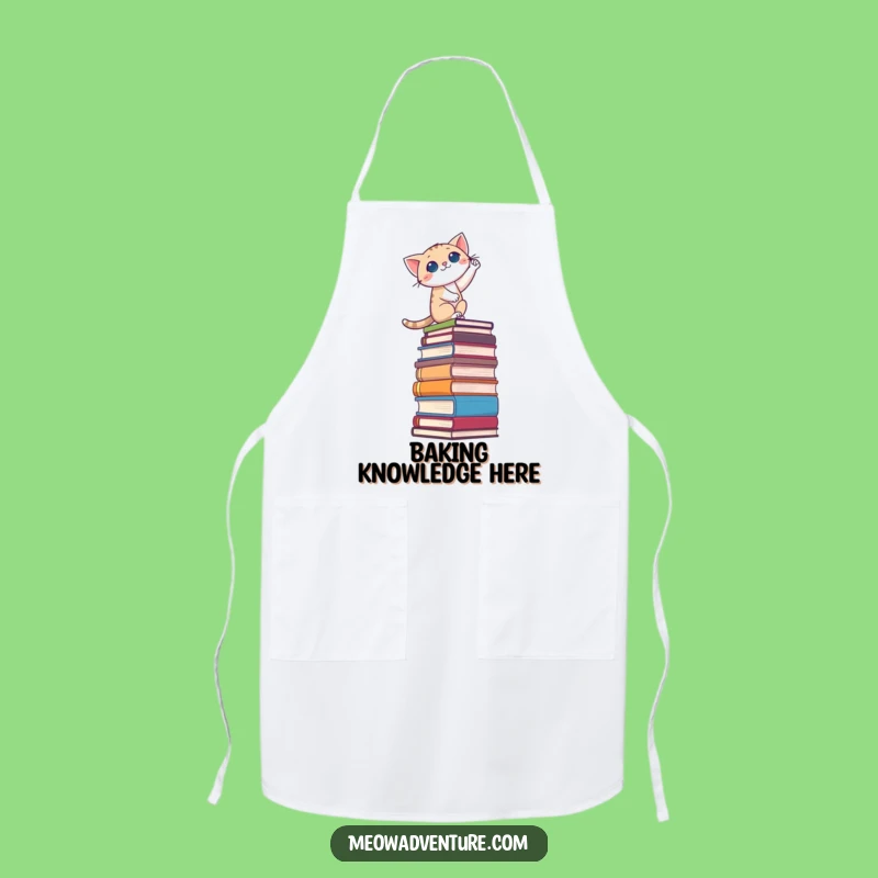 Funny Brave Cat Book Stack Apron: Cook with Literary Courage