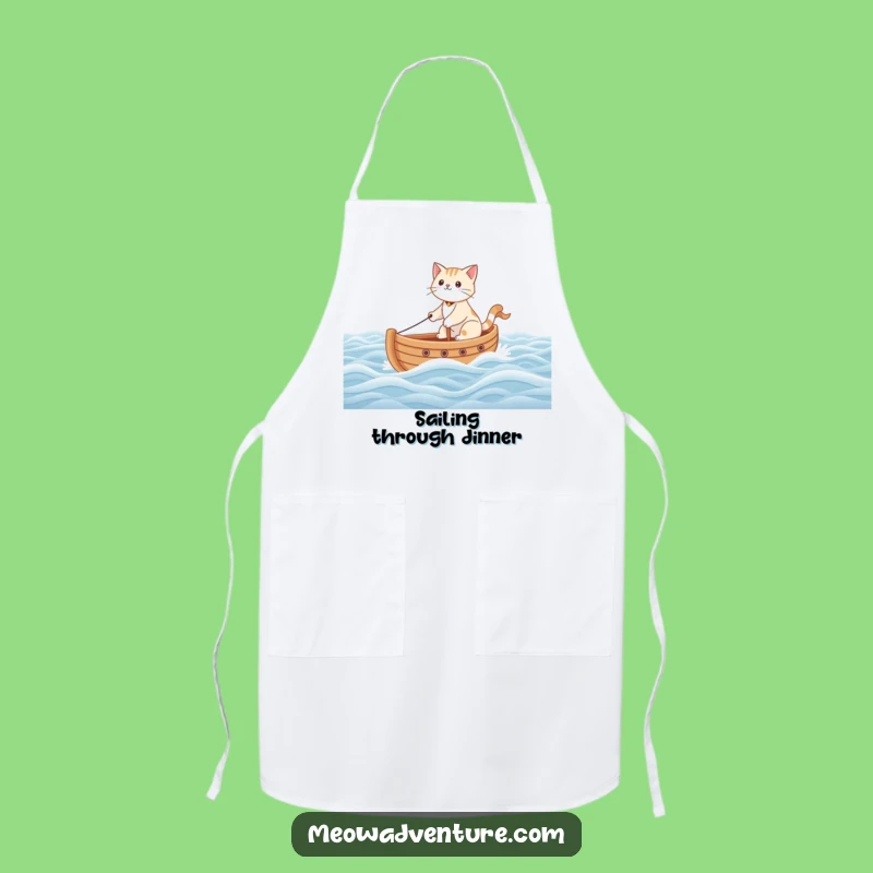 Funny Brave Cat Sailing Toy Boat Apron - Chef's Funny Kitchen Accessory