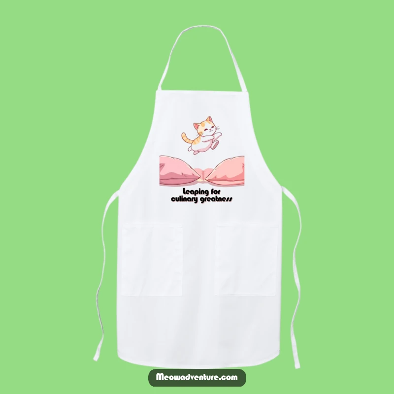 Funny Cat Leaping Apron: Chef Feline Acrobatics for a Perfect Gift