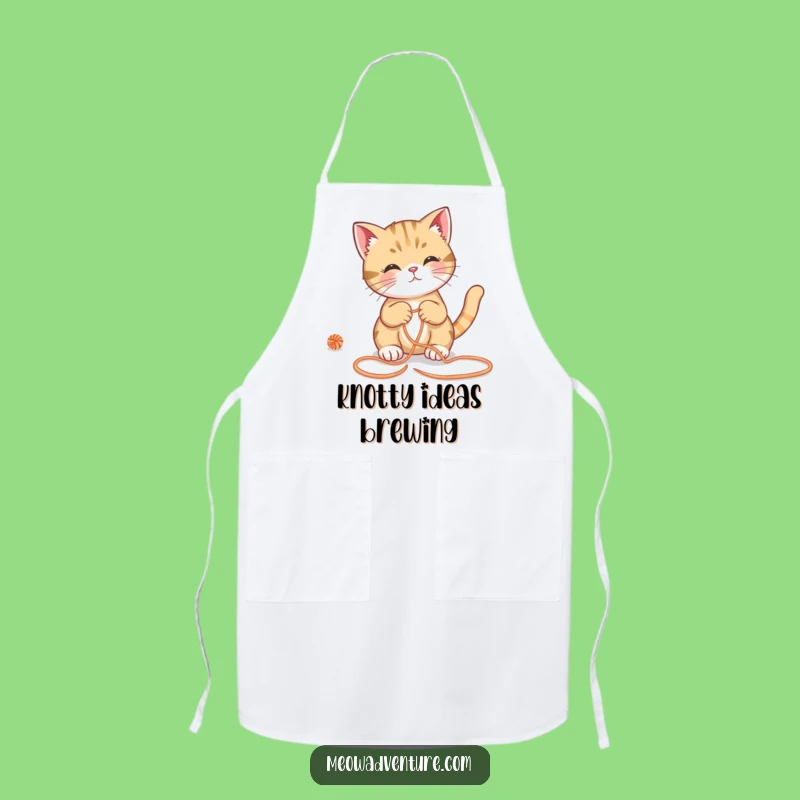 Funny Clever Cat Yarn Maze Apron - Cook with Genius and Humor!
