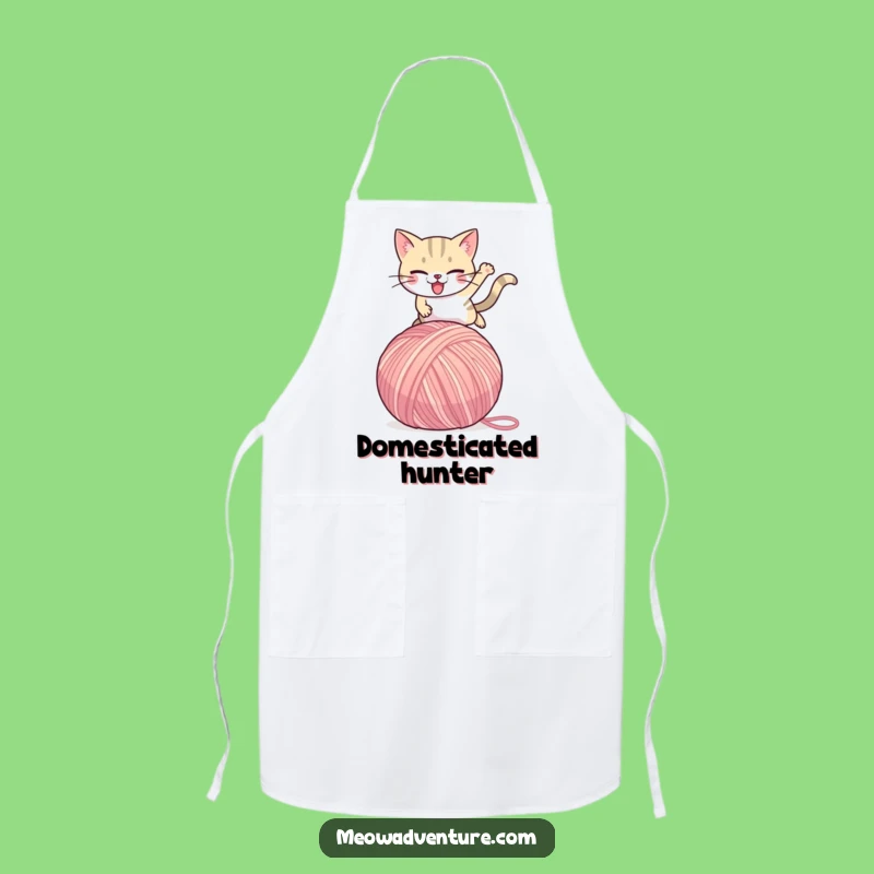 Funny Determined Cat Yarn Ball Apron: Chef's Hilarious Kitchen Companion