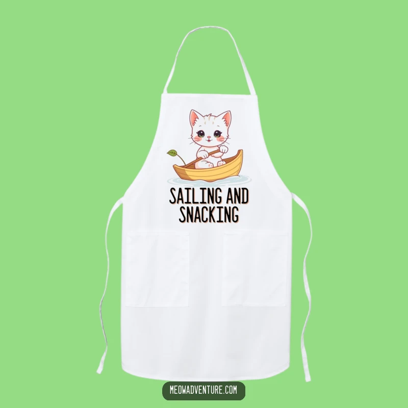 Funny Kitten Boat Apron - Adventurous Leaf Row Kitchen Wear, Gift
