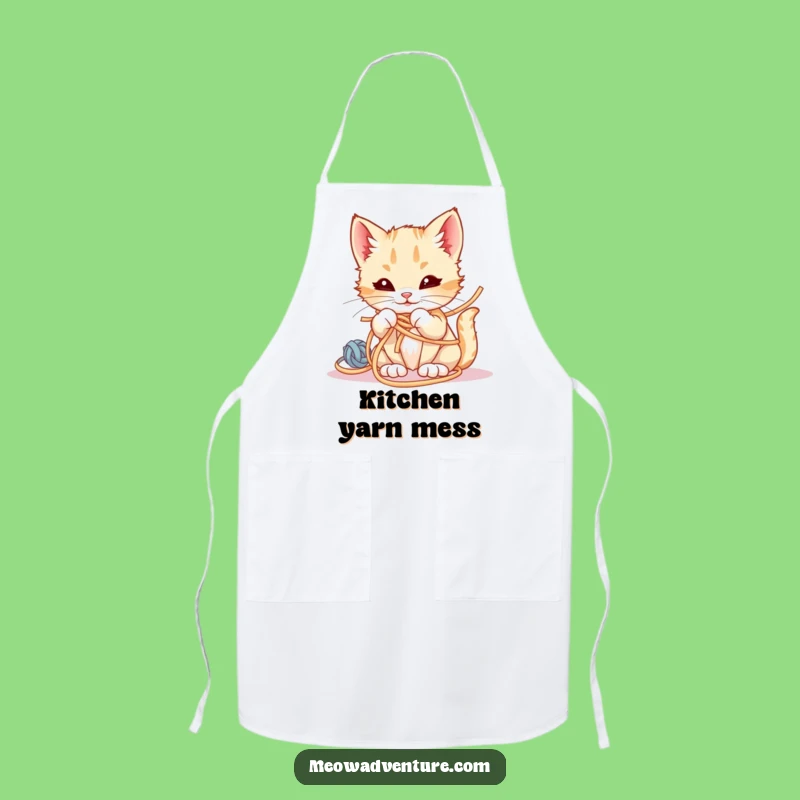 Funny Mischievous Kitten Apron: Cook with Yarn Fun - Fun Gift
