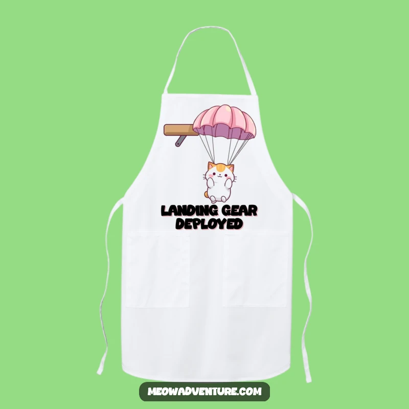 Funny Parachute Cat Apron: Fluffy Friend's Kitchen Descent - Chef's Funny Gift!