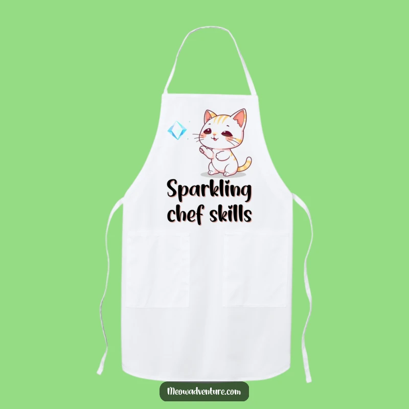 Funny Playful Cat Gem Apron: Cook Up Some Sparkle in the Kitchen