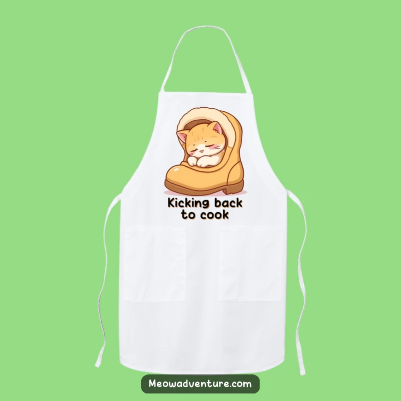 Funny Sleepy Cat Boot Apron - Cozy Kitchen Helper, Hilarious Gift for Cooks