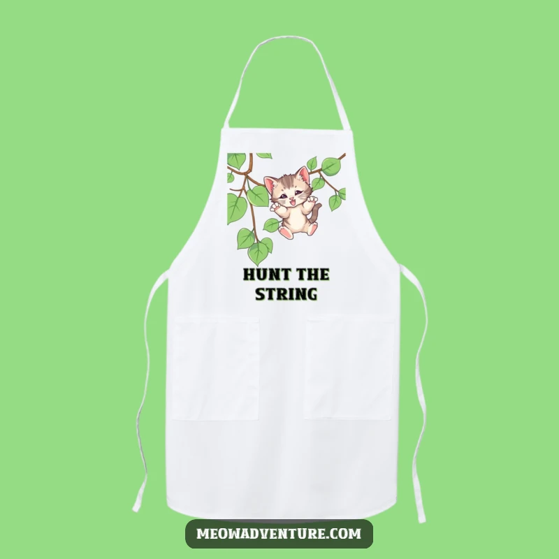 Funny Kitten Pounce Apron - Playful Cat Vine Kitchen Wear, Gift