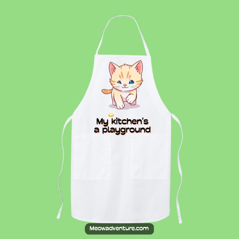 Playful Kitten Laser Chase Apron: Fun Kitchen Wear for Playful Cooks