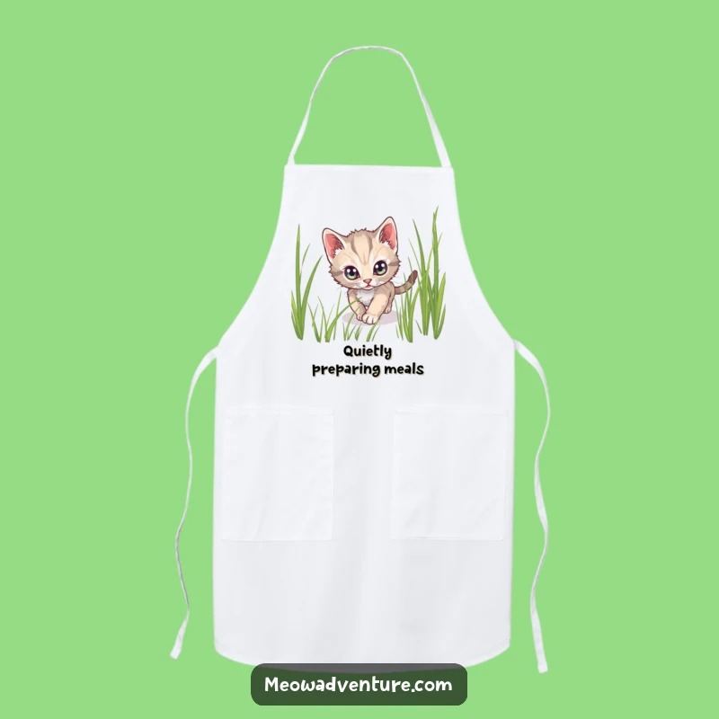 Funny Stealthy Kitten Apron: Cunning Kitchen Wear with Alert Cat, Hilarious Cook Gift