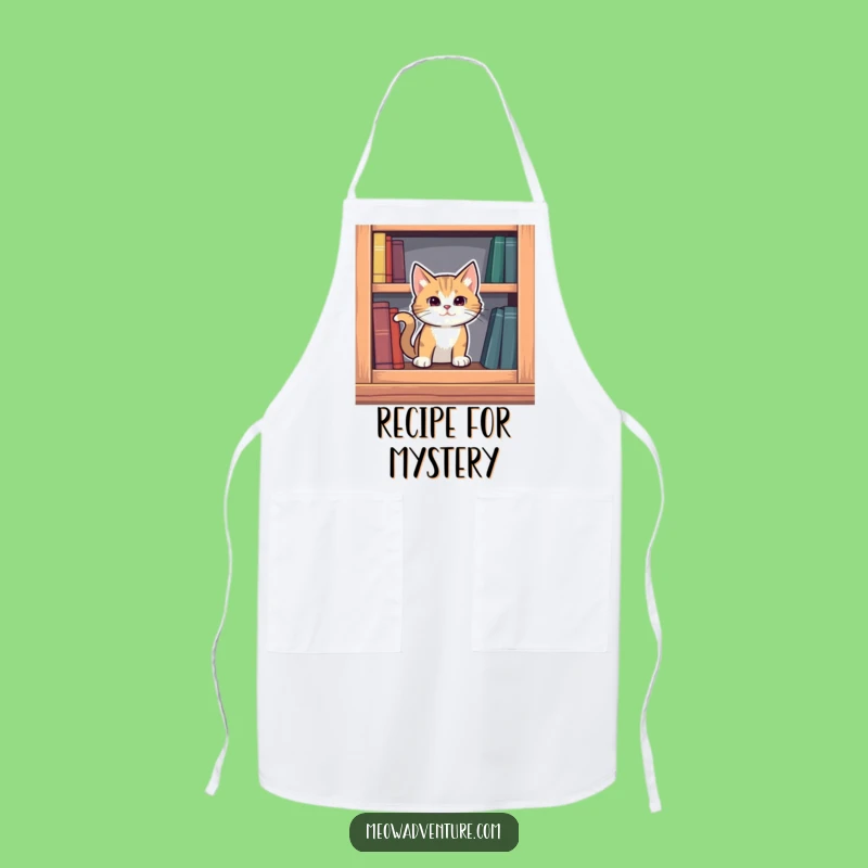 Funny Mysterious Cat Apron: Bookshelf Secret - Cook with Intrigue!