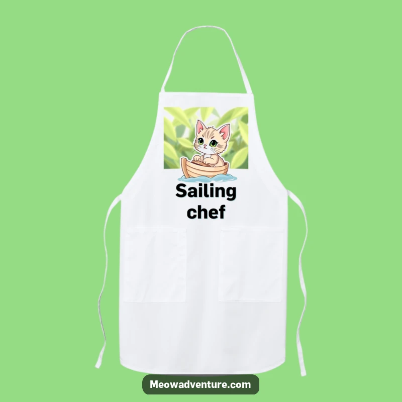 Funny Kitten Boat Apron - Sail Through Cooking with a Determined Feline
