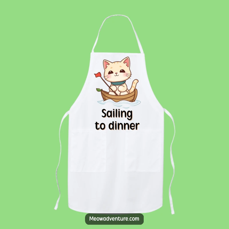 Funny Cat Leaf Boat Apron: Hilarious Sailing Kitty Kitchen Wear for Chef Fun
