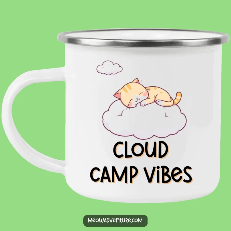 Funny Sleepy Cat Cloud Camping Mug - Sip Your Way to Dreamland!