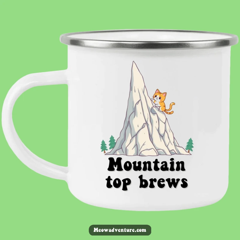 Funny Brave Cat Crystal Mountain Camping Mug: Conquer the Outdoors with Humor