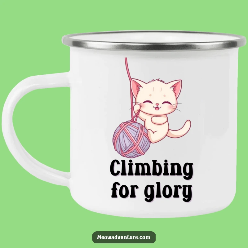 Funny Brave Kitten Camping Mug: Yarn Adventure, Hilarious Outdoor Gift