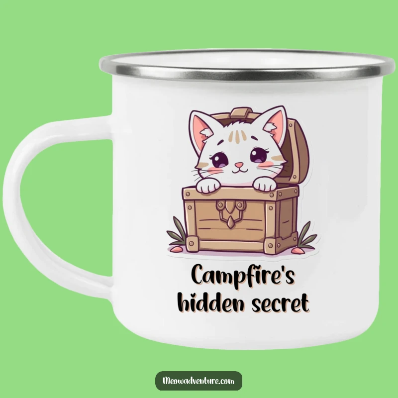 Funny Cat Treasure Chest Camping Mug: Your Adventure-Ready Humorous Drinkware