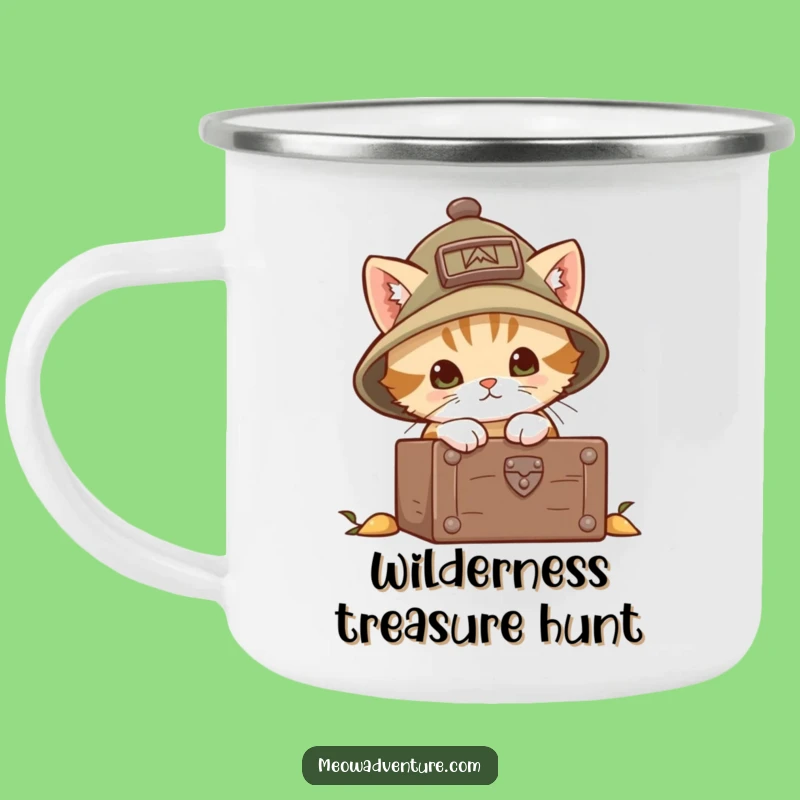 Funny Explorer Kitten Camping Mug: Durable Brave Peek into Chest - Your Adventure Companion!