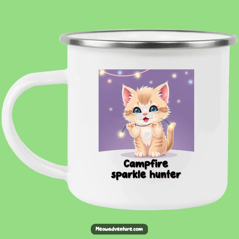 Funny Kitten Fairy Lights Camping Mug - Playful Sparkle Drinkware
