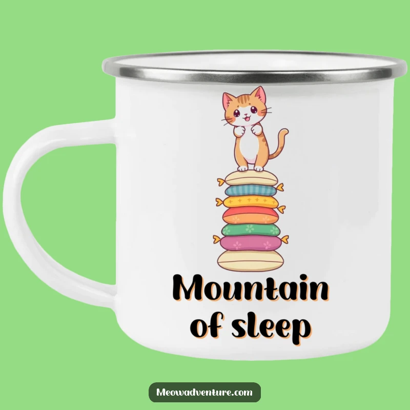 Funny Cat Camping Mug - Cushion Conqueror - Brave Outdoor Adventure