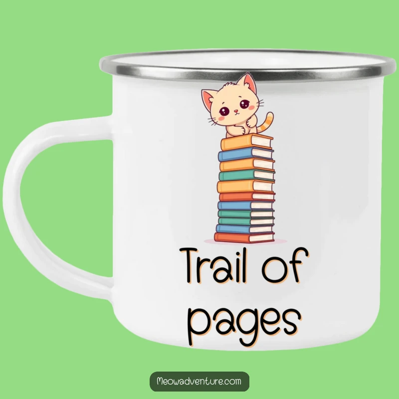 Funny Kitten Book Climb Camping Mug: Hilarious Outdoor Companion for Readers