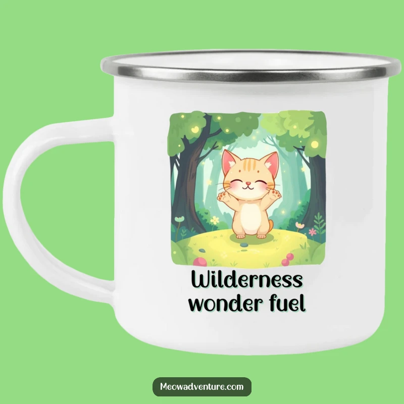 Funny Forest Explorer Camping Mug - Magical Cat Adventure Drinkware