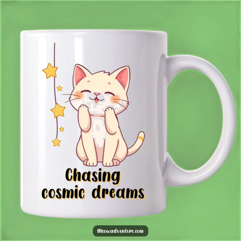 Funny Playful Cat Star String Mug: A Whimsical Gift for Dreamers