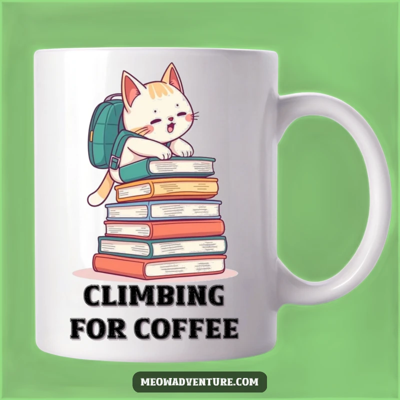 Funny Book Climbing Cat Backpack Mug A Scholar's Funny Gift