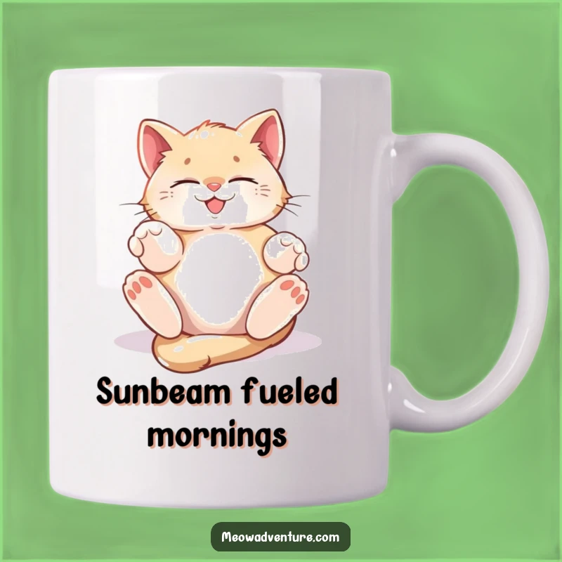 Funny Blissful Kitten Mug: Pure Joy in a Sunbeam - Perfect Gift
