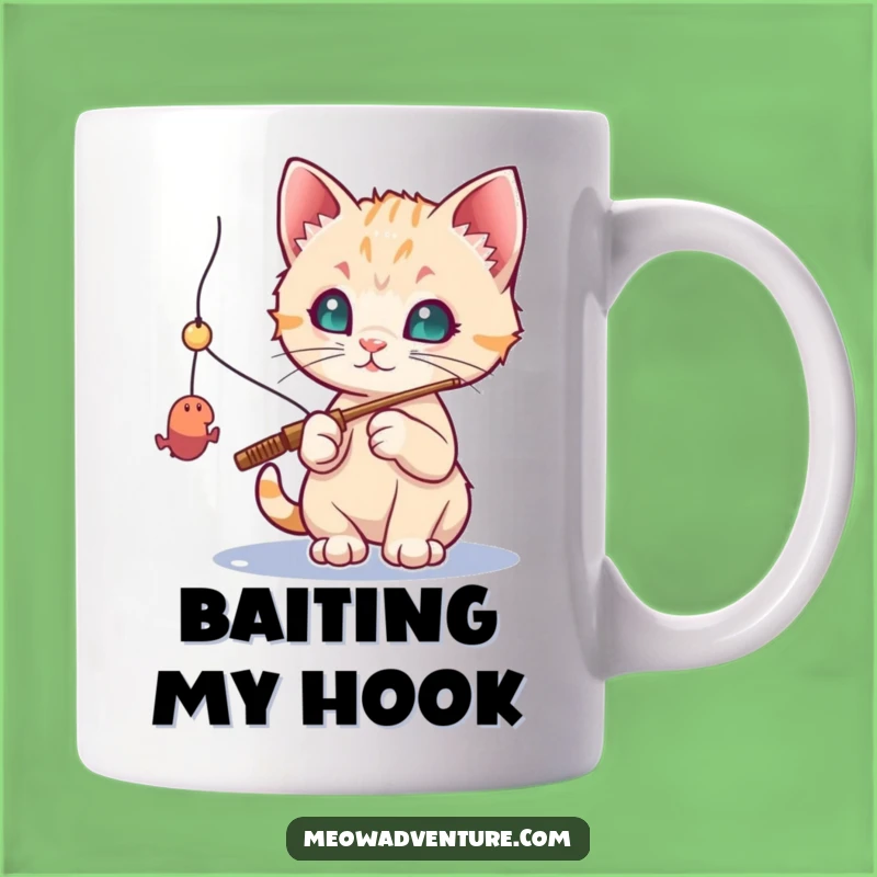 Funny Fishing Kitten Mug: Toy Mouse Catch - Perfect Funny Gift for Cat Lovers!