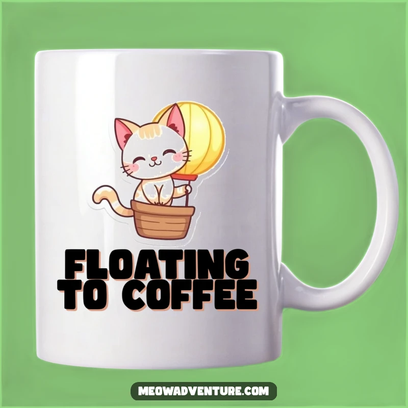 Funny Mischievous Cat Hot Air Balloon Mug: Adventure & Humor Gift