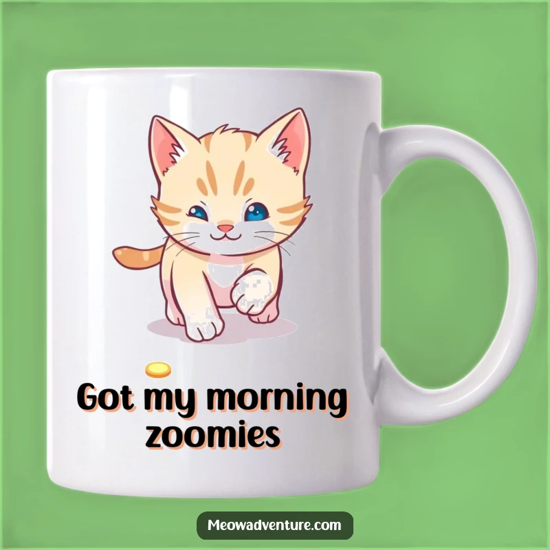 Playful Kitten Laser Chase Mug: Funny Gift for Cat Lovers & Laser Enthusiasts