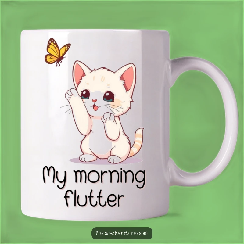 Funny Curious Kitten Butterfly Mug: Hilarious Playtime Gift for Cat Lovers