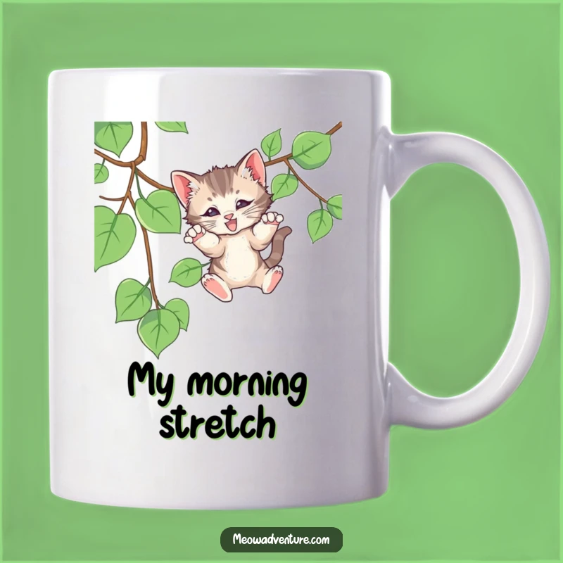 Funny Kitten Pounce Mug - Playful Cat Vine Design, Perfect Gift