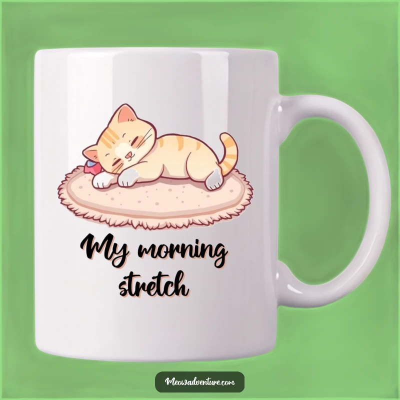 Funny Cat Stretch Mug - Relaxed Feline Enjoying Nap Time, Perfect Gift for Cat Lovers