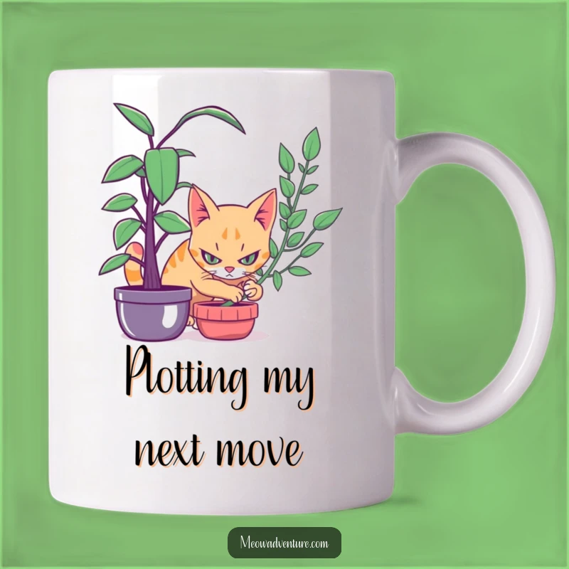Funny Stealthy Cat Houseplant Mug - Intense Focus Funny Cat Gift