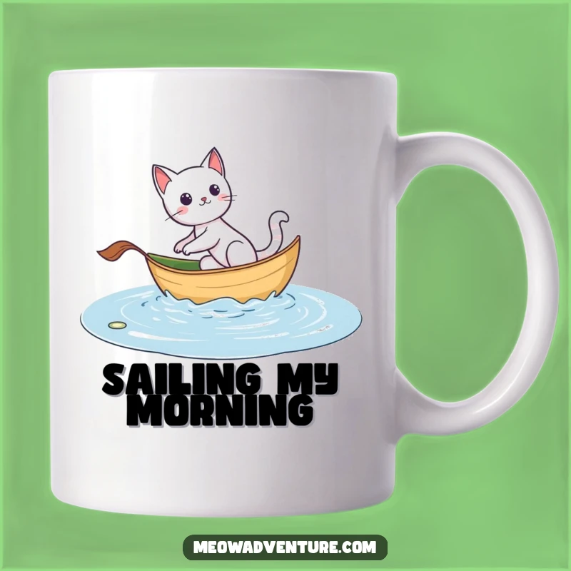 Funny Adventurous Cat Leaf Boat Mug - Sail Away with Laughter!