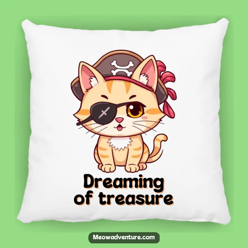 Cozy Funny Adventurous Cat Pirate Eye Patch Pillow Snuggle Up Funny Gift
