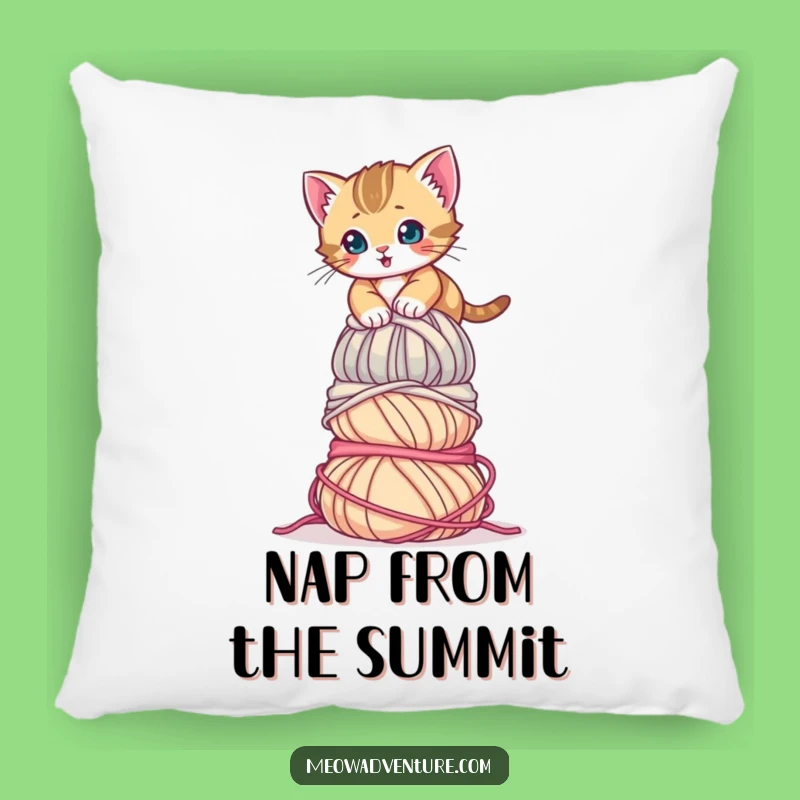 Funny Determined Kitten Yarn Pillow: Cozy Up with this Hilarious Cat Adventure