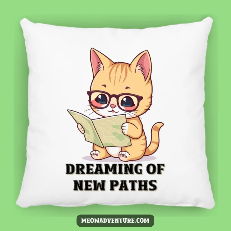 Funny Smart Cat Map Pillow - Cozy Intellectual Accent, Hilarious Gift