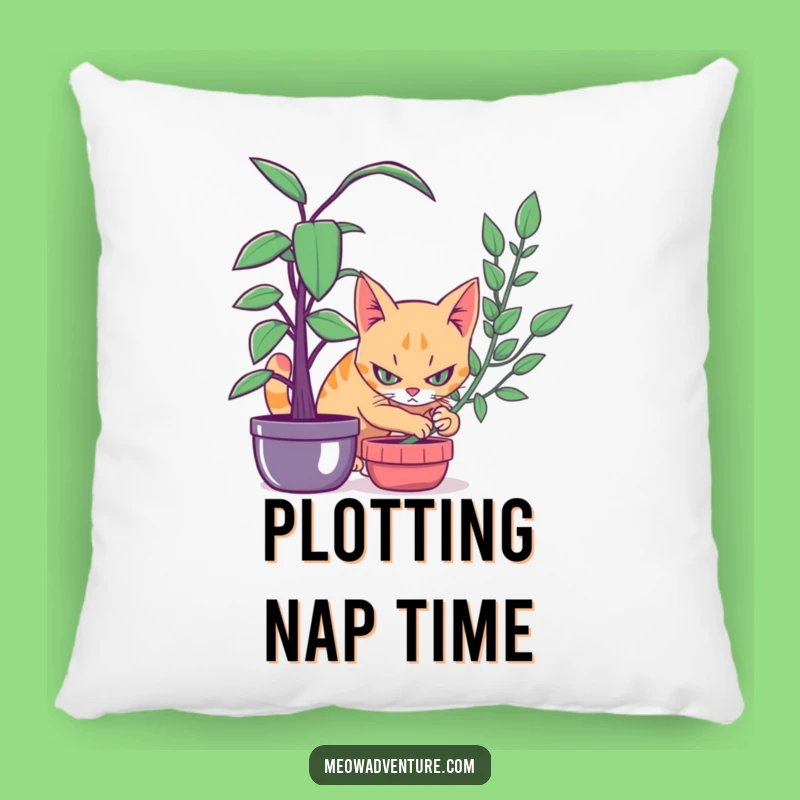 Funny Stealthy Cat Houseplant Pillow - Cozy Funny Cat Decor