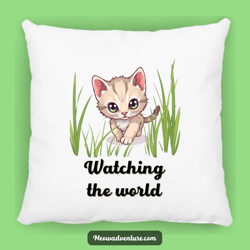 Funny Stealthy Kitten Pillow: Soft Cushion with Alert Cat, Perfect Cozy Secretive Gift
