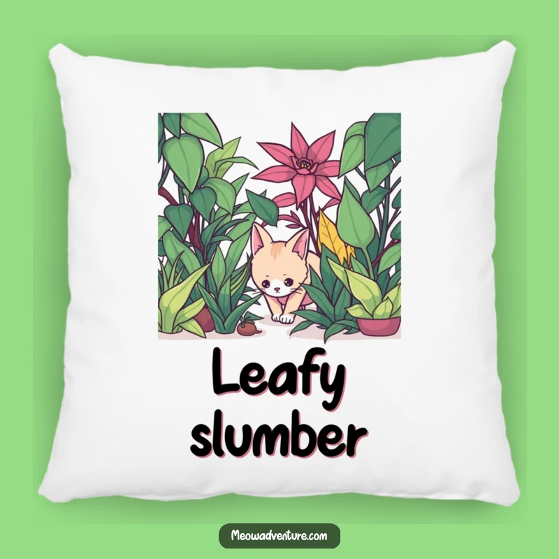 Funny Cat Pillow - Jungle Retreat - Stealthy Houseplant Comfort