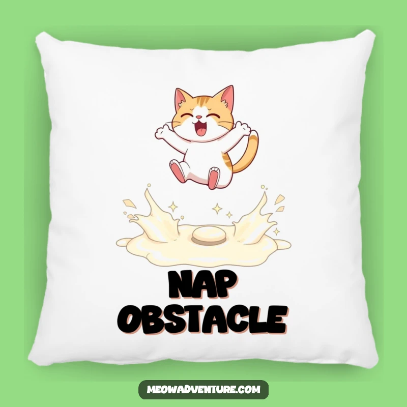 Funny Cat Pillow - Milk River Resolve - Determined Feline Comfort