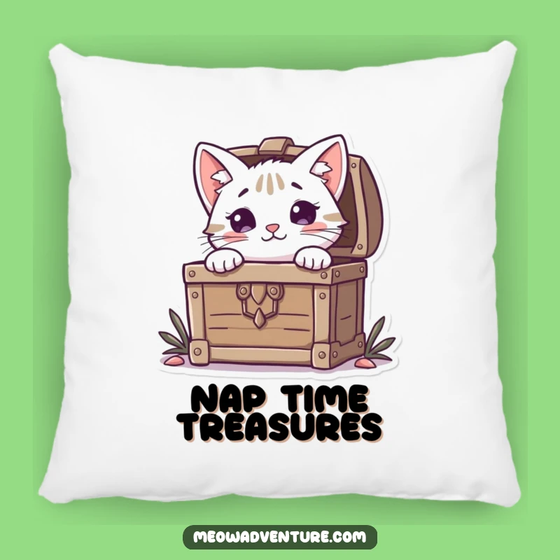 Cozy Funny Cat Treasure Chest Pillow: Plush Comfort with a Hint of Mystery