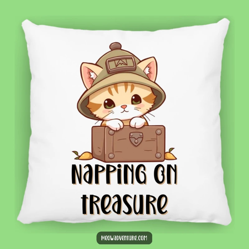 Funny Explorer Kitten Pillow: Cozy Brave Peek into Chest - Cuddle Your Adventure!
