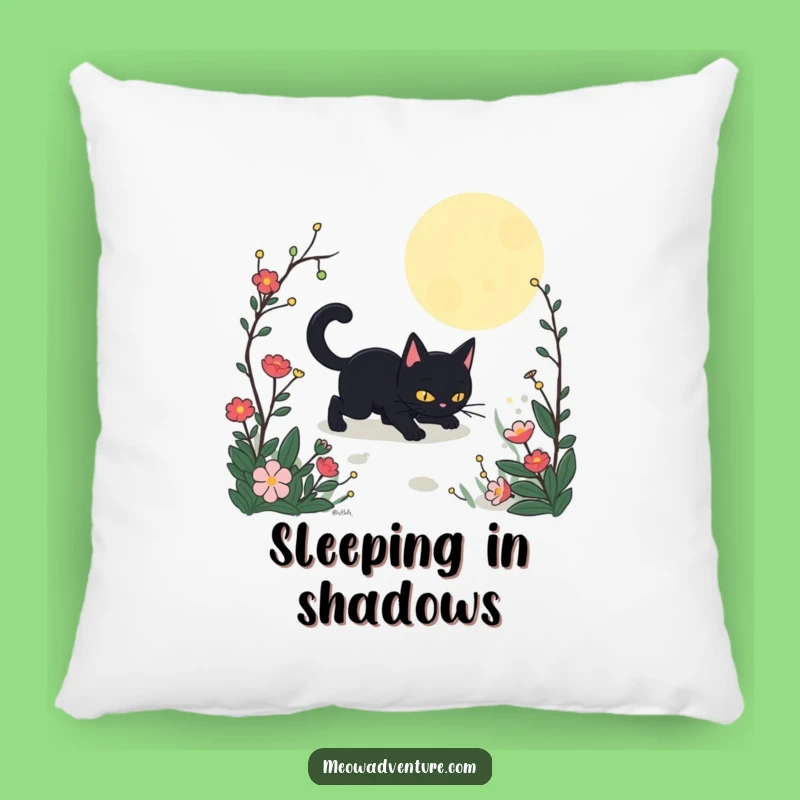 Funny Stealthy Black Cat Garden Pillow: Cozy Up with this Mysterious Feline Friend
