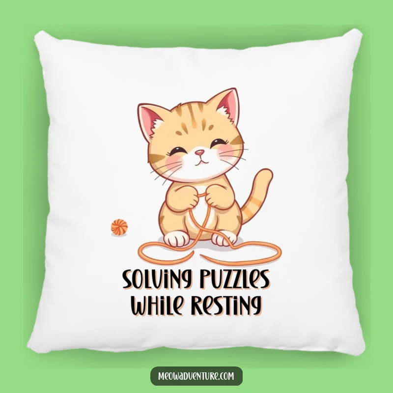 Funny Clever Cat Yarn Maze Pillow - Comfy and Hilarious Home Decor!