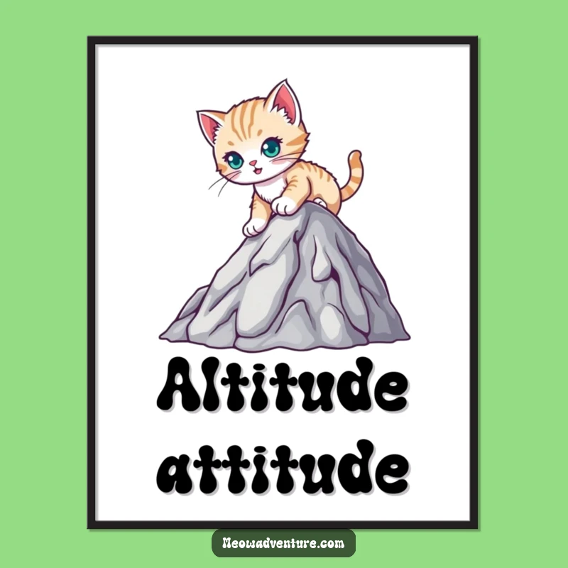 Funny Kitten Mountain Digital Art - Climber Print, Gift