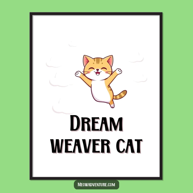 Funny Agile Cat Digital Art: Cloud Jumping - Instant Dreamy Fun!