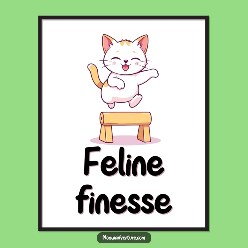 Funny Playful Cat Digital Art: Instant Grace, Downloadable Funny Gift